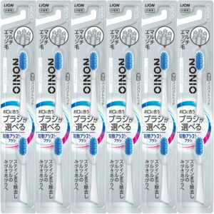 【6個まとめ買い】LION（ライオン）電動アシストブラシ 付替 ノニオ（NONIO）＋ホワイトニング ふつう 2本入 ×6個（しっかり磨ける ホワイトニング効果 まとめ買いでお得）